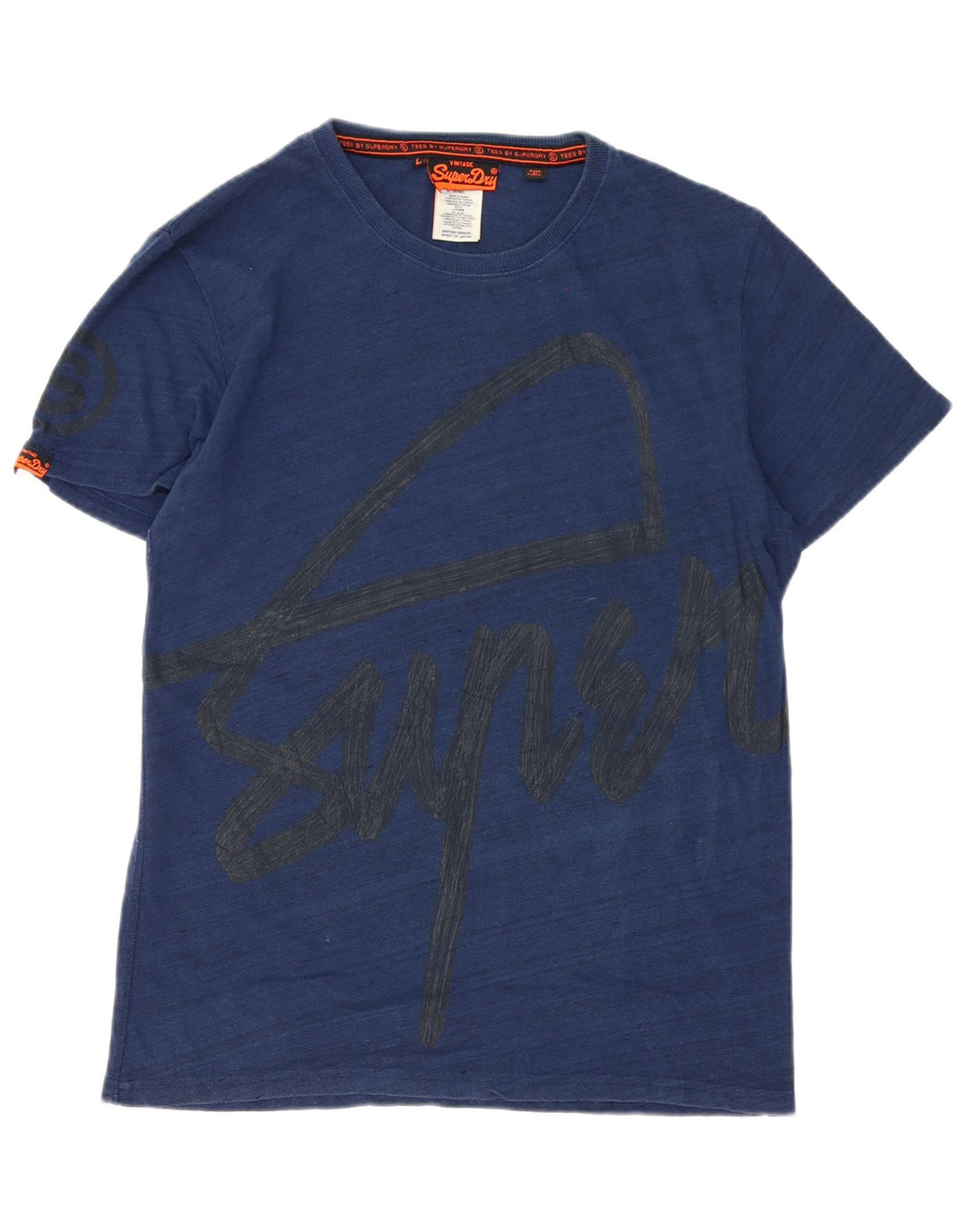 Camiseta gráfica masculina Superdry Top grande algodão azul marinho