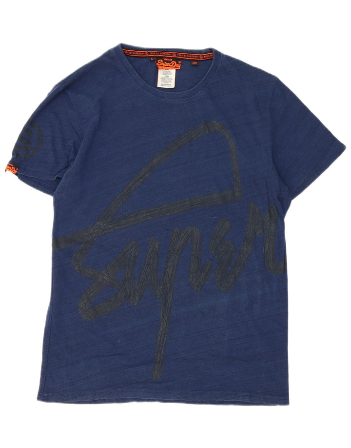 Camiseta gráfica masculina Superdry Top grande algodão azul marinho