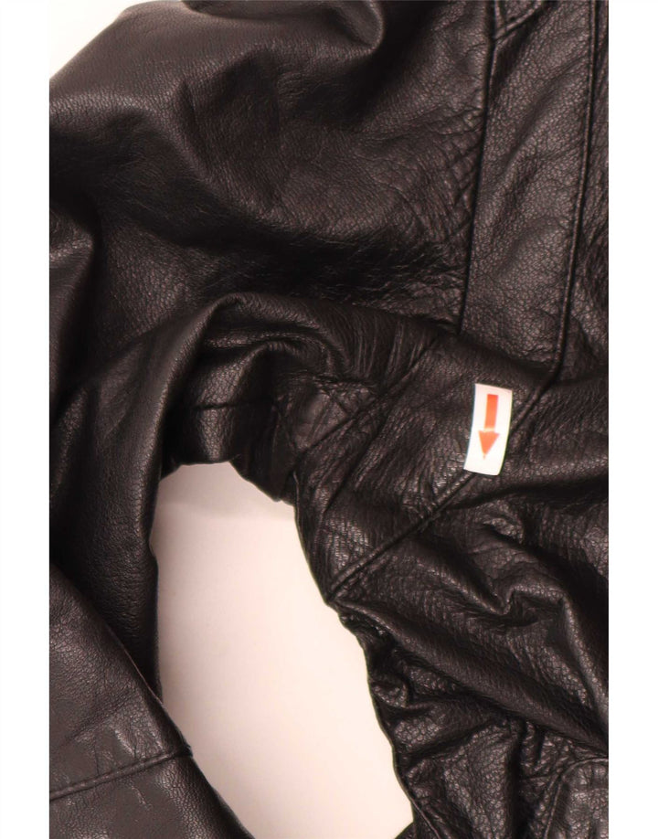 Jaqueta de couro masculina vintage para motociclista IT 52 grande preta