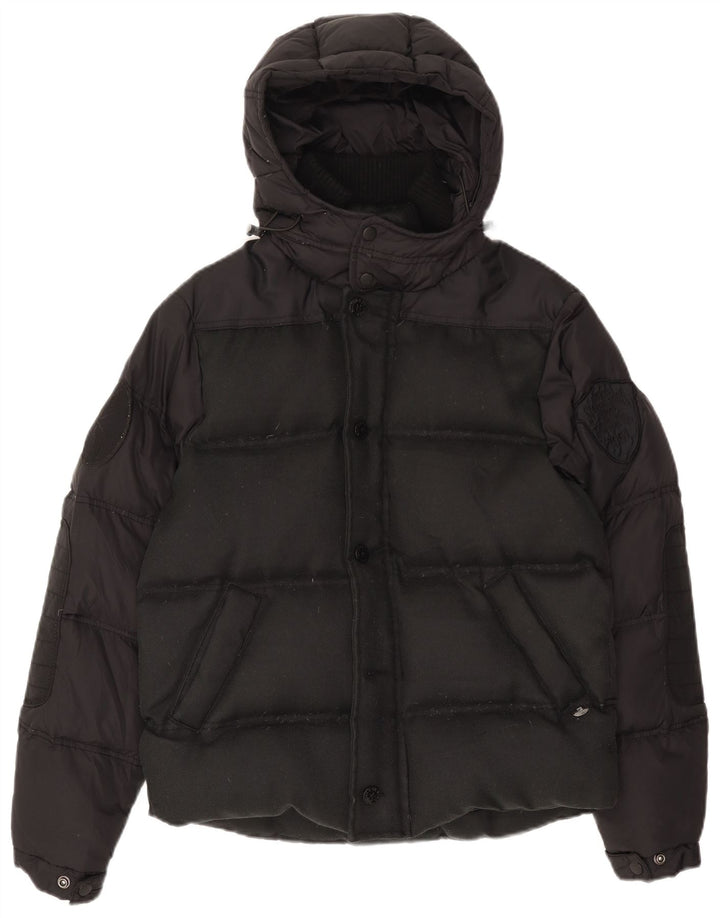 Jaqueta masculina acolchoada com capuz Scotch & Soda Reino Unido 38 nylon preto médio