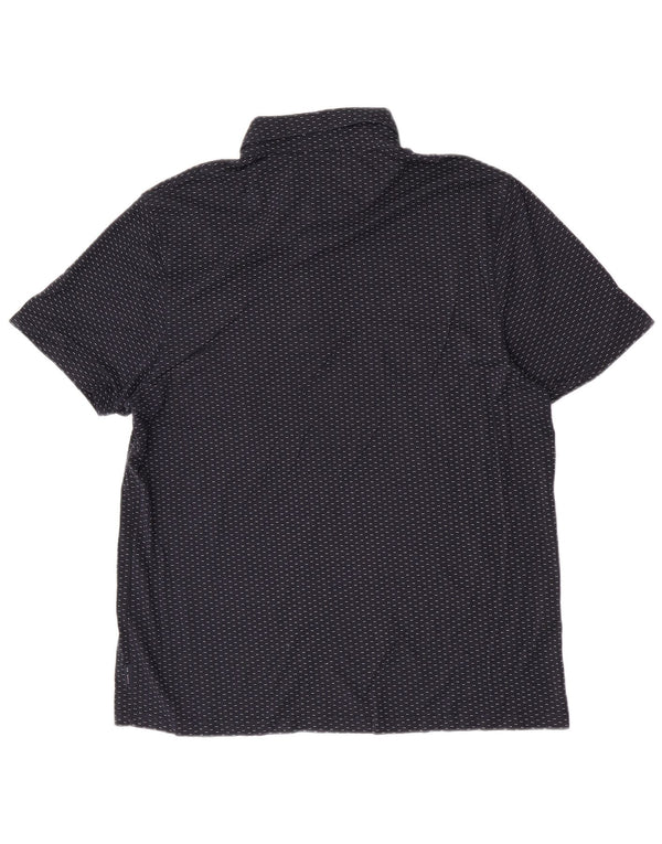 Camisa polo masculina Ted Baker tamanho 6 2XL algodão manchado azul marinho