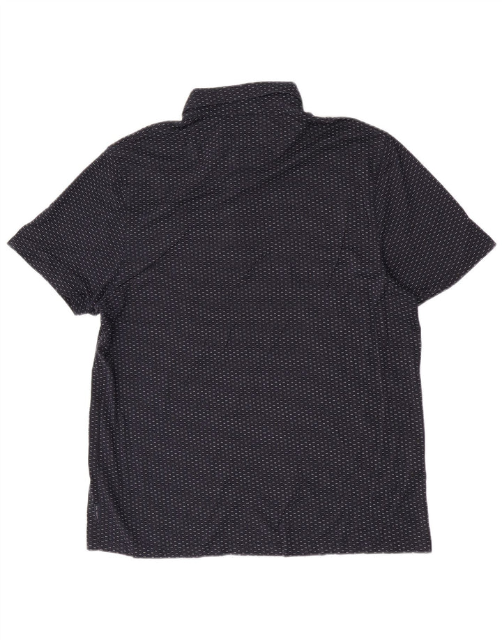 Camisa polo masculina Ted Baker tamanho 6 2XL algodão manchado azul marinho
