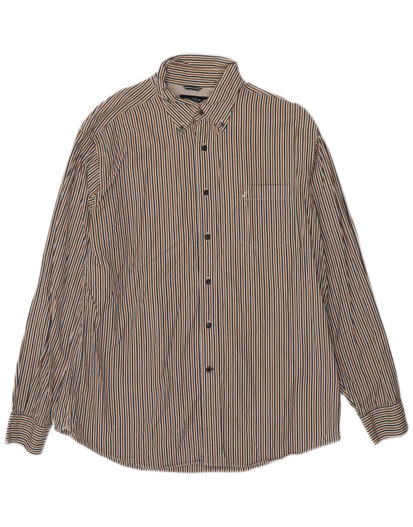 Camisa masculina Nautica grande algodão listrado multicolorido