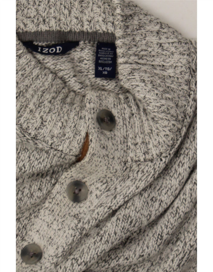 IZOD Mens Button Neck Jumper Sweater XL Grey Cotton Vintage Izod and Second-Hand Izod from Messina Hembry 