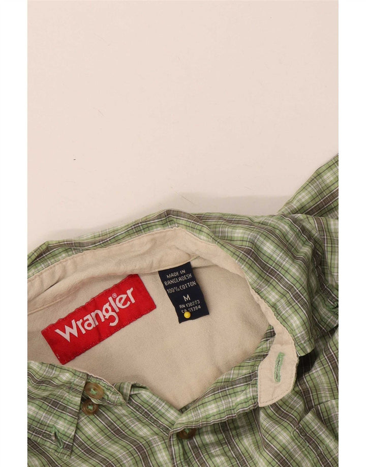 Wrangler Camisa masculina de manga curta verde médio algodão xadrez