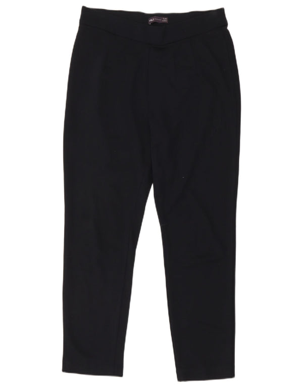Calça casual feminina Marks & Spencer cônica Reino Unido 12 médio W30 L26 preta