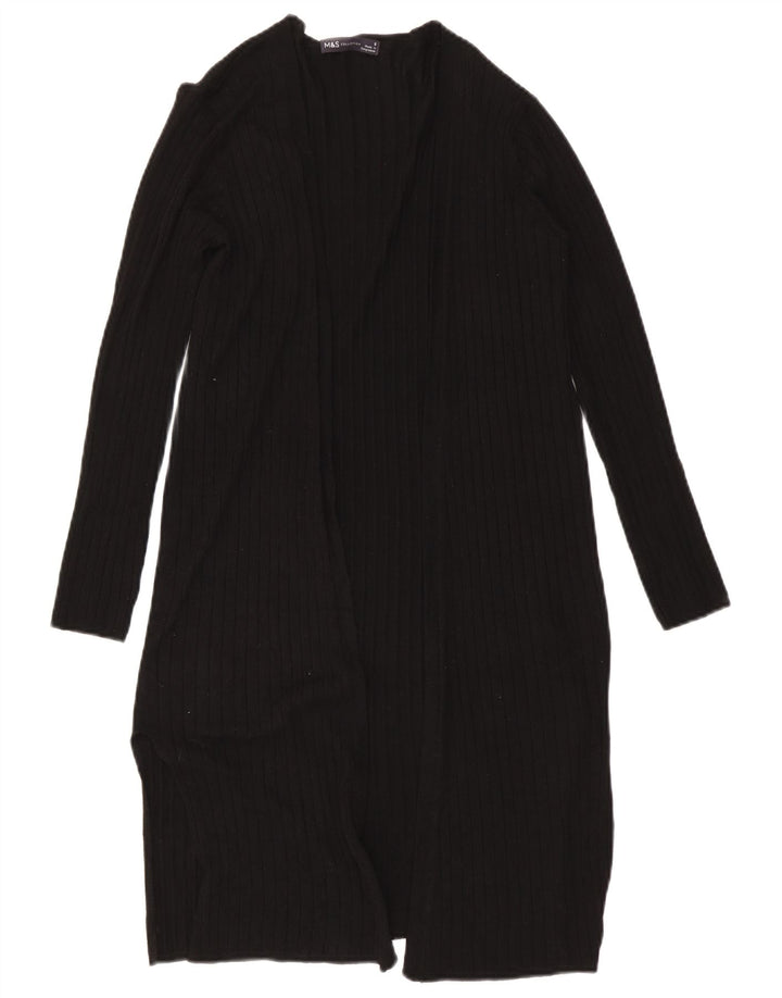 Marks & Spencer Suéter feminino Longline Open Cardigan Reino Unido 8 Pequeno Preto