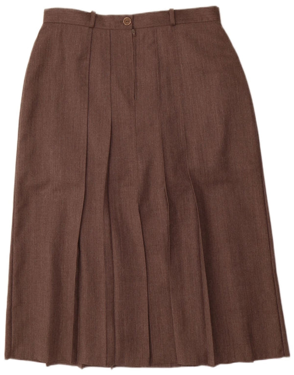 Bernard saia midi plissada feminina Reino Unido 20 2XL W34 lã marrom