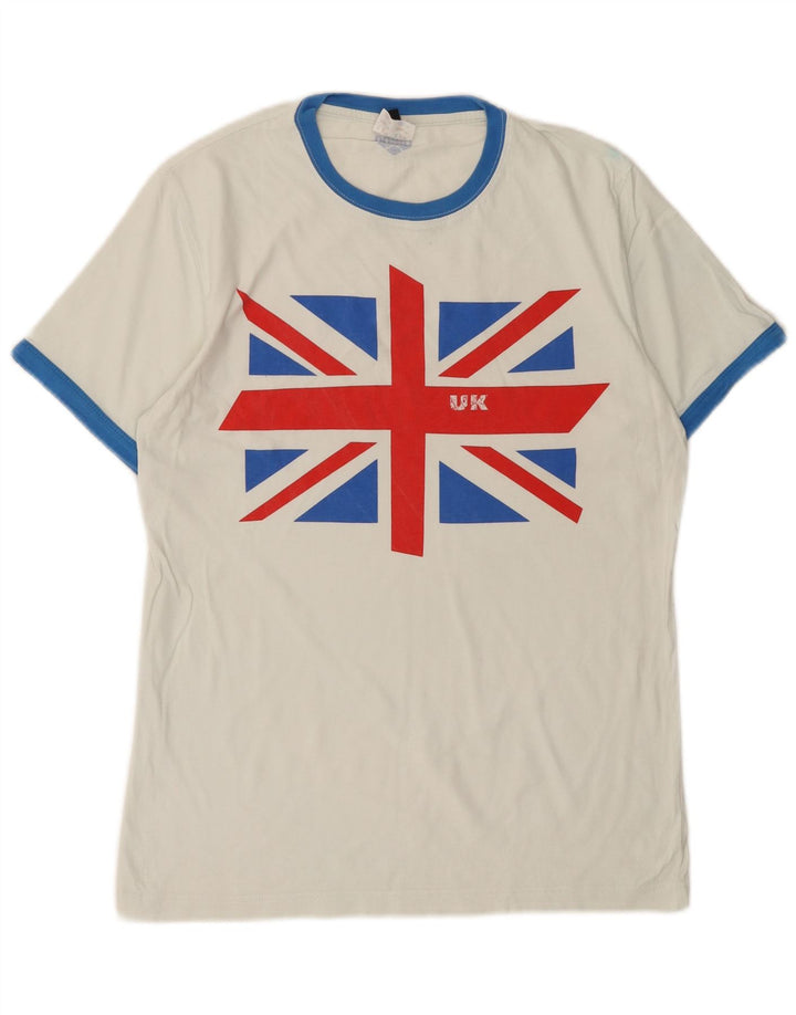 Camiseta feminina gráfica ARENA UK 14 grande branca