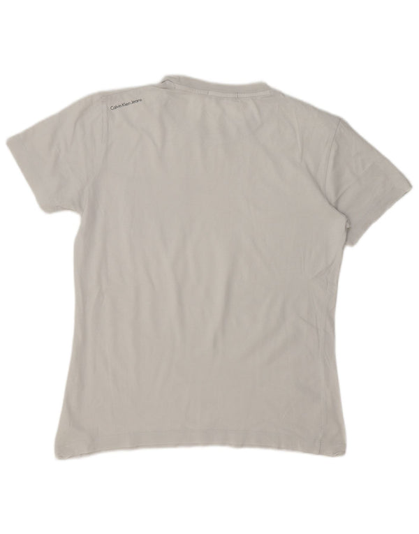 Camiseta masculina Calvin Klein Jeans Regular Fit gráfica top médio branco