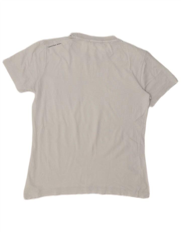 Camiseta masculina Calvin Klein Jeans Regular Fit gráfica top médio branco