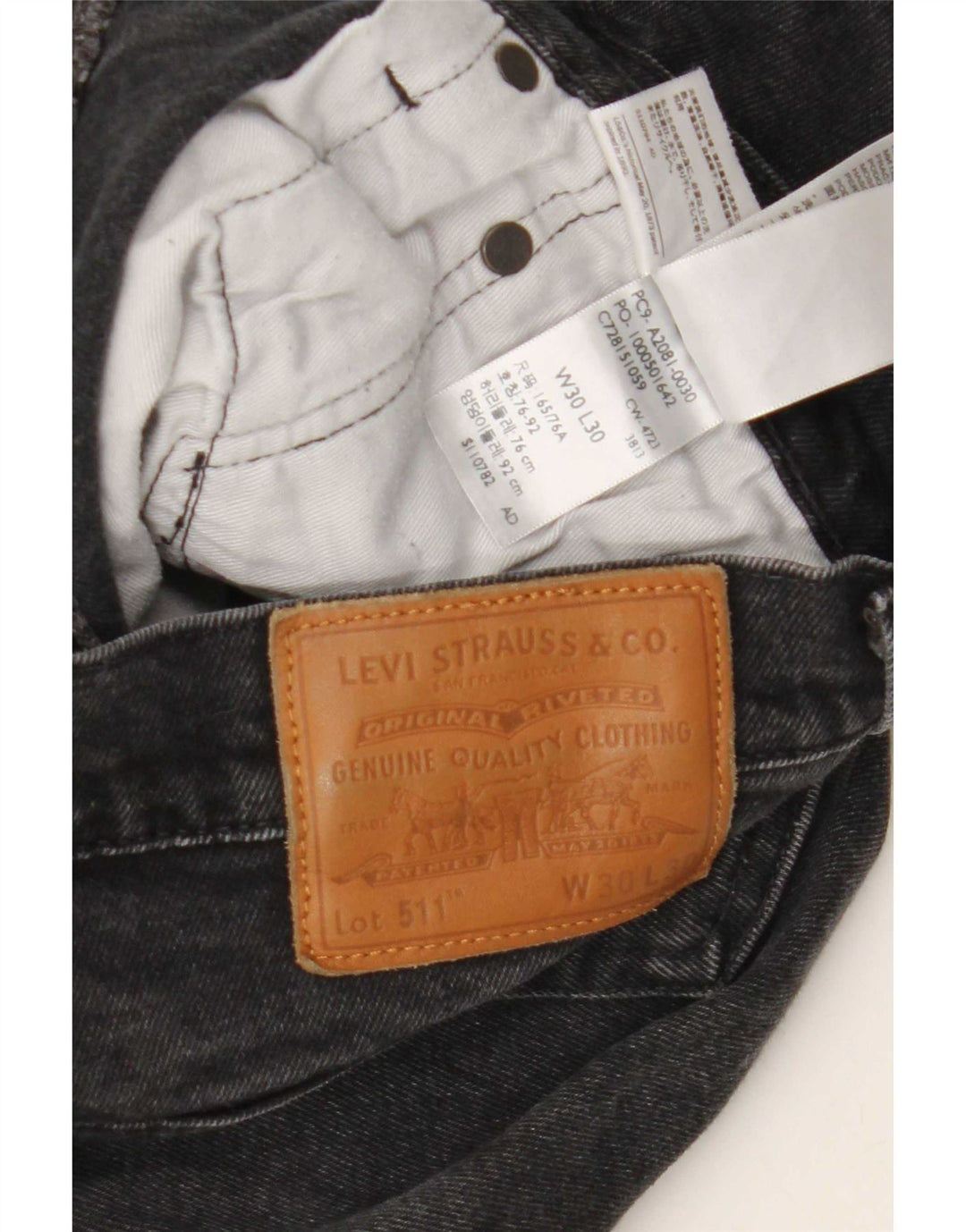 Levi's Mens Slim Jeans W30 L30 Algodão Preto