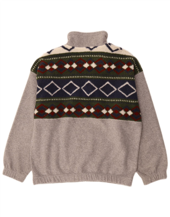 Jumper de lã com zíper masculino ativo e poliéster Colourblock cinza médio