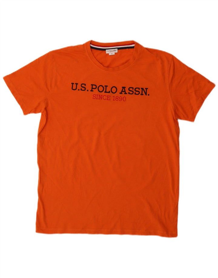 US Polo Assn. Camiseta gráfica masculina Top Médio Laranja