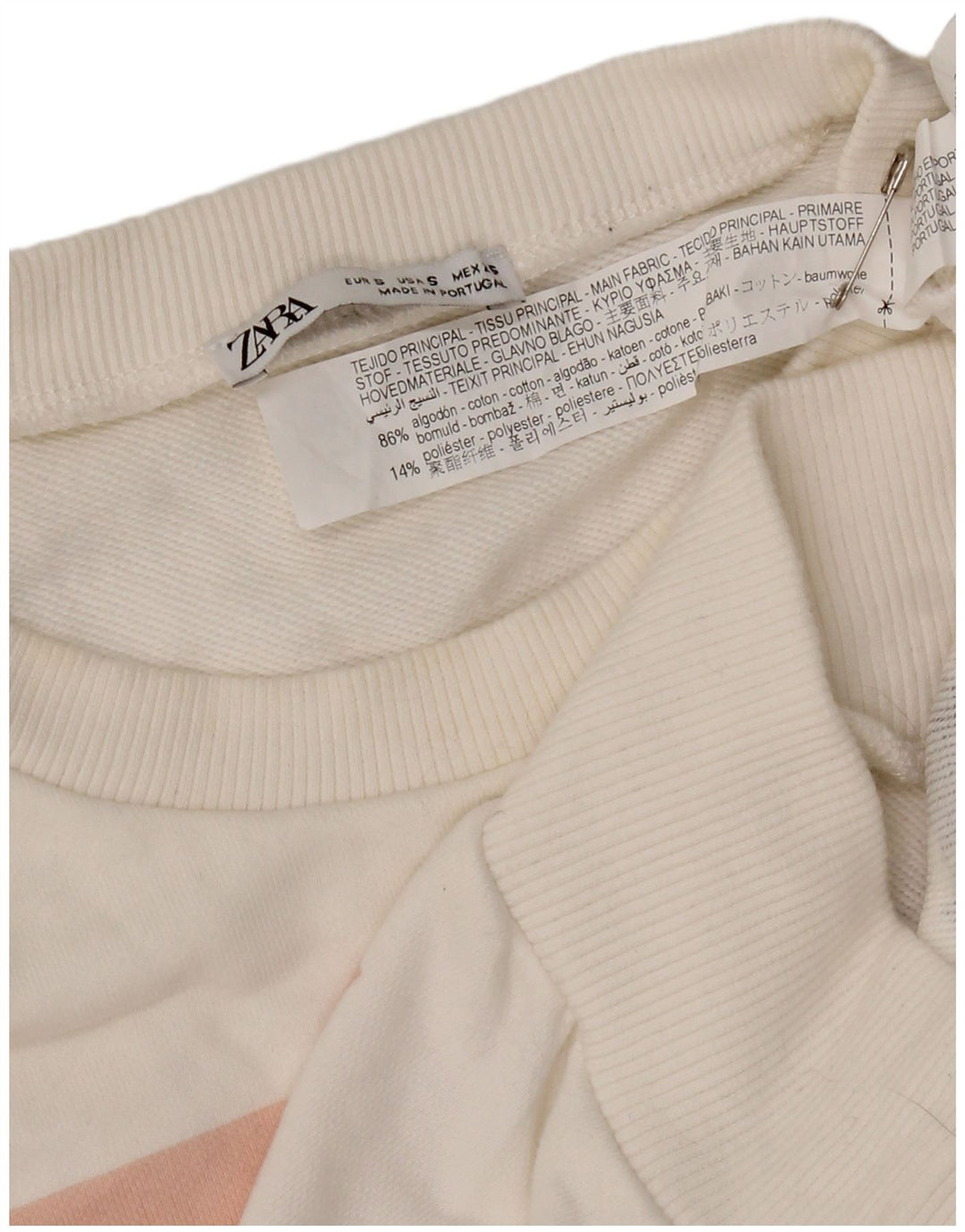 Zara moletom feminino gráfico oversized jumper Reino Unido 10 pequeno algodão branco