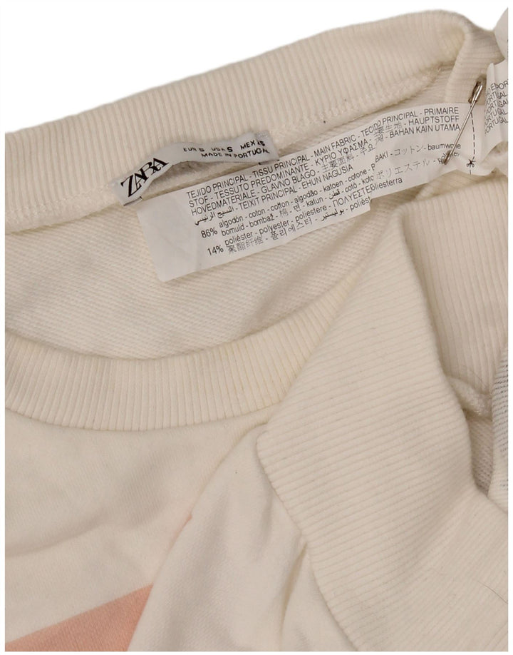 Zara moletom feminino gráfico oversized jumper Reino Unido 10 pequeno algodão branco