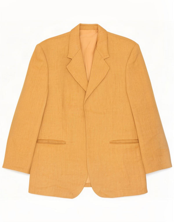 Jaqueta blazer aberta feminina vintage Reino Unido 14 espinha de peixe bege médio