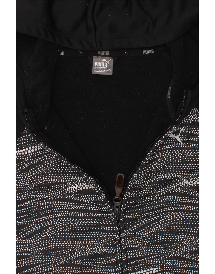 PUMA Girls Zip Hoodie Sweater 13-14 Years Black Flecked Vintage Puma and Second-Hand Puma from Messina Hembry 