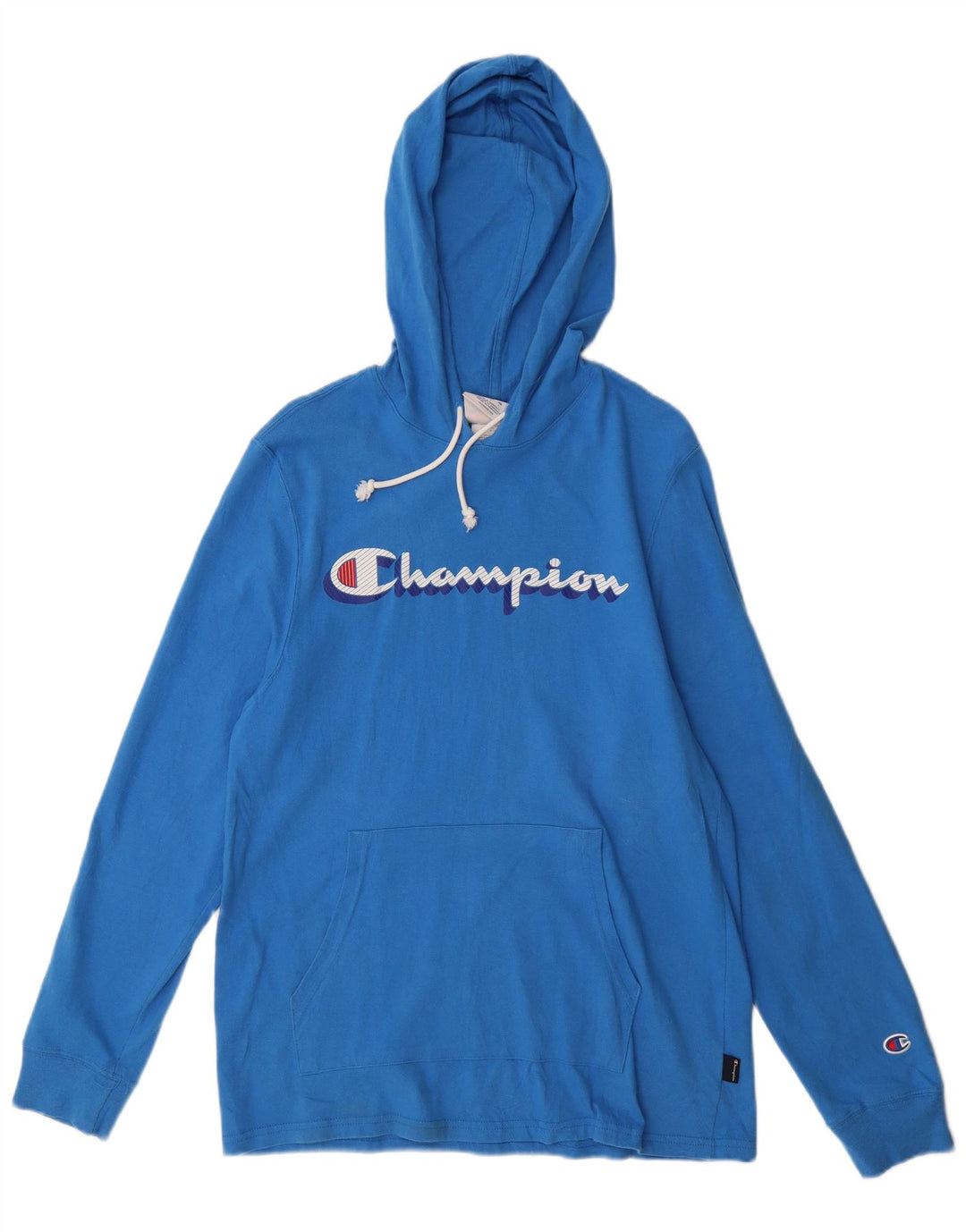 CHAMPION Top gráfico masculino com capuz manga comprida algodão azul médio