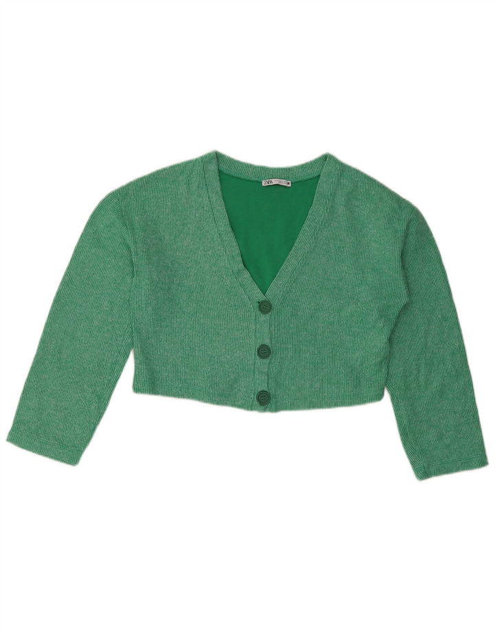 Suéter cardigã feminino oversized ZARA Reino Unido 10 algodão verde pequeno