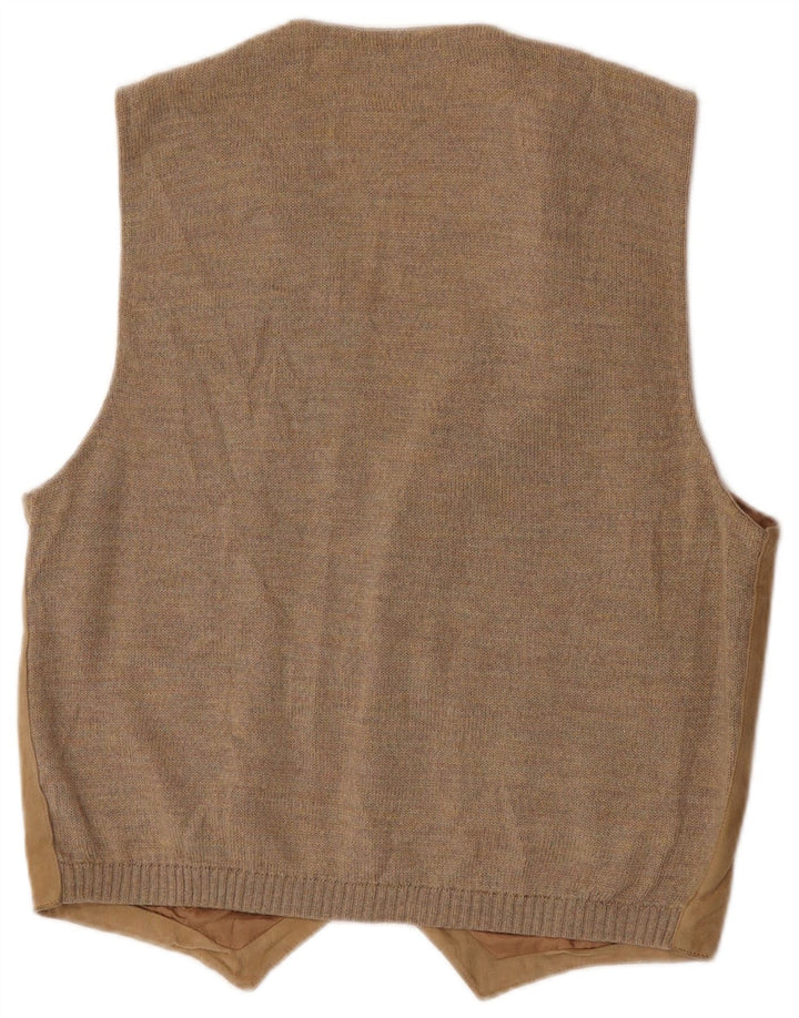 Colete masculino vintage XL lã listrada bege