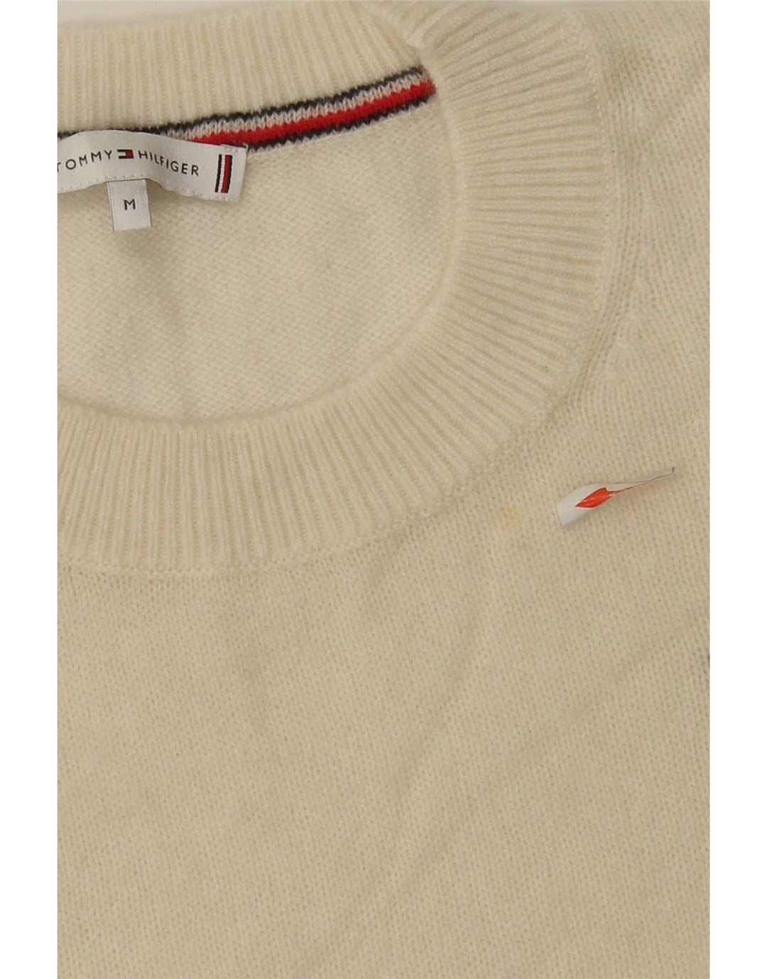 Suéter feminino Tommy Hilfiger com gola redonda e lã branca média 14