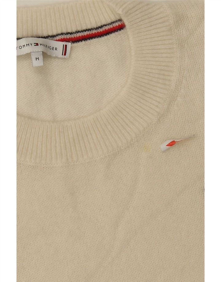 Suéter feminino Tommy Hilfiger com gola redonda e lã branca média 14