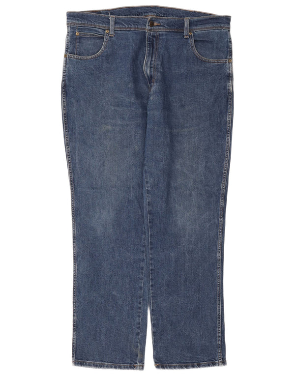 Calça jeans reta masculina WRANGLER regular fit W38 L30 algodão azul