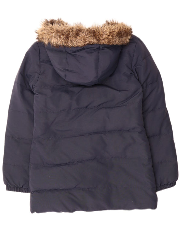 Jaqueta feminina acolchoada Sherpa com capuz Jack Wills Reino Unido 8 pequena azul marinho nylon
