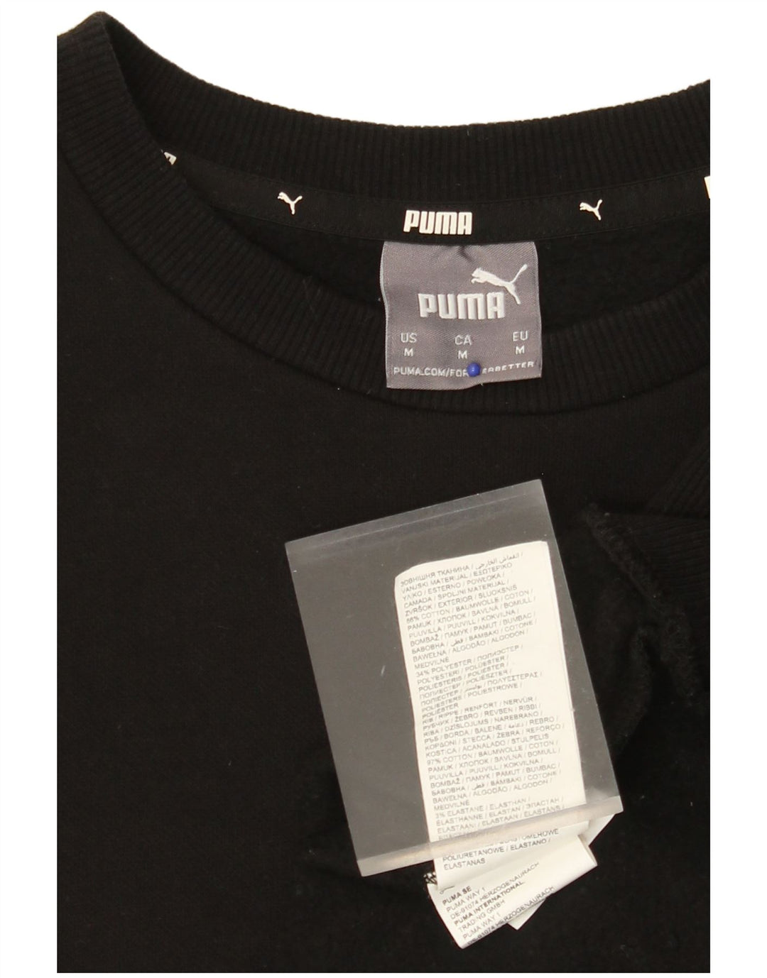 PUMA Mens Moletom Jumper Médio Algodão Preto