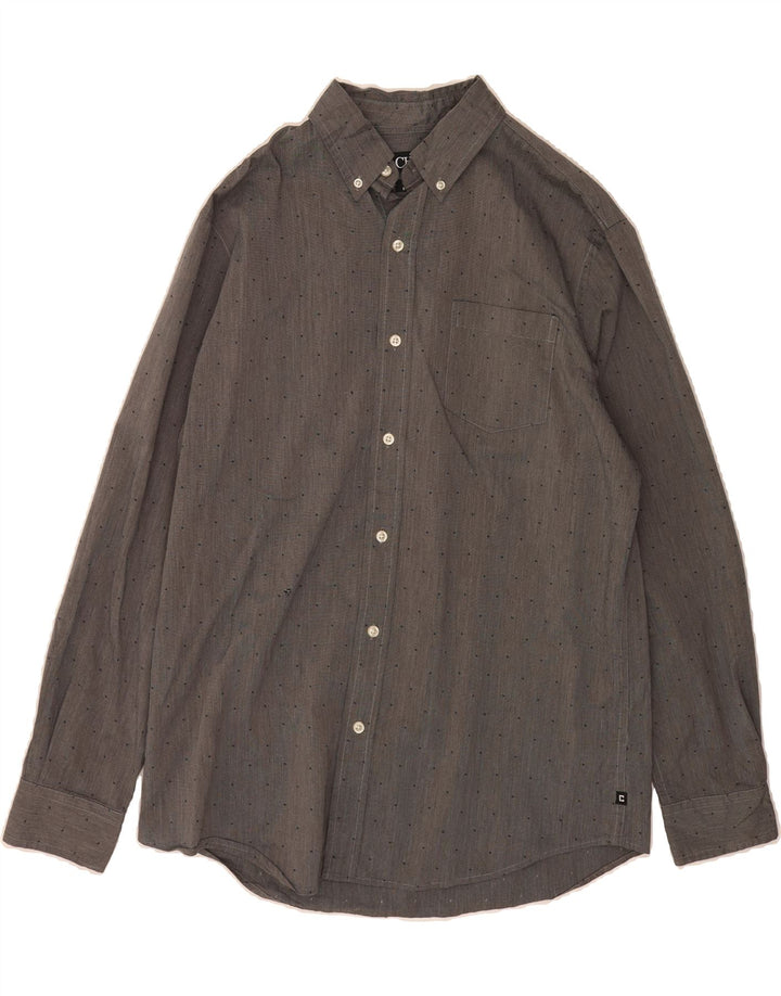 CHAPS Mens Shirt Medium Grey Spotted Cotton Vintage Chaps and Second-Hand Chaps from Messina Hembry 