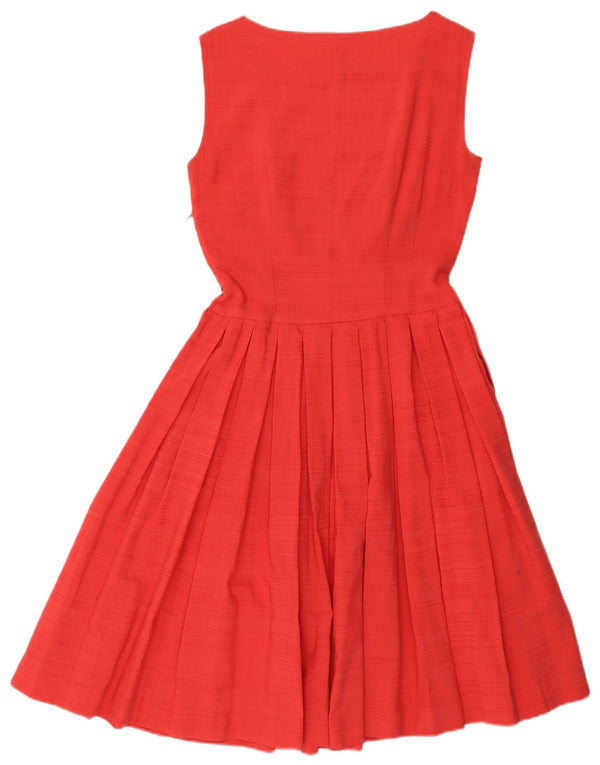 Vestido feminino vintage sem mangas em linha A UK 10 pequeno vermelho