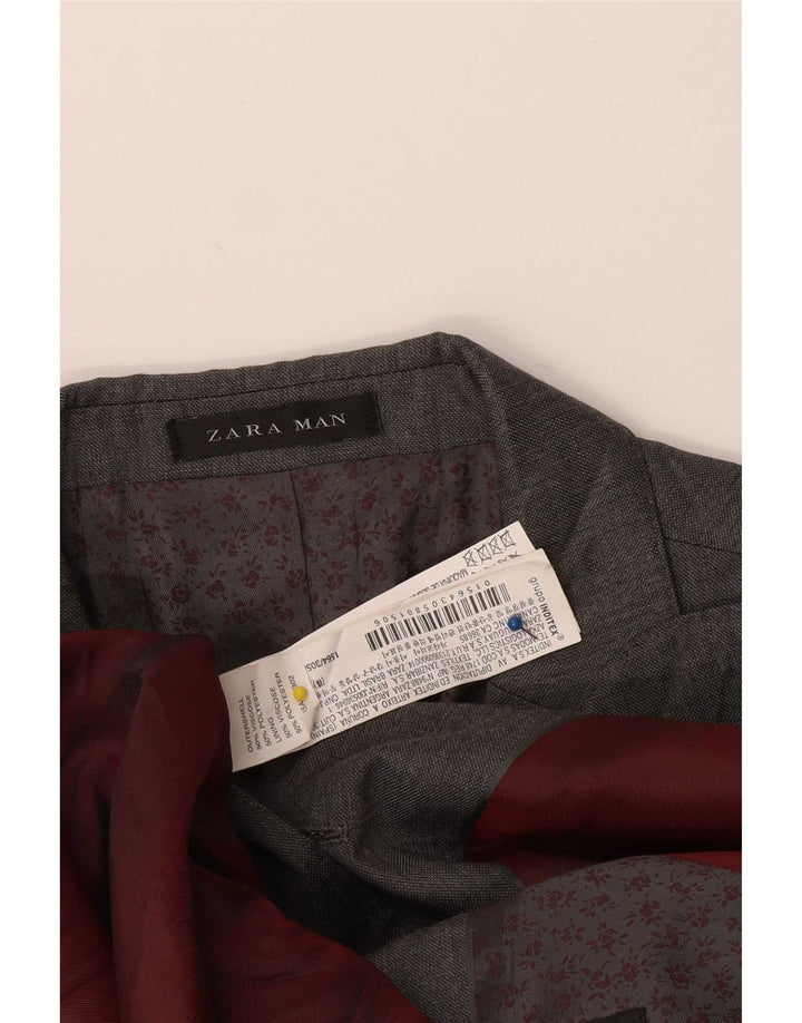 Jaqueta blazer masculina Zara com 2 botões Reino Unido 38 Viscose cinza médio