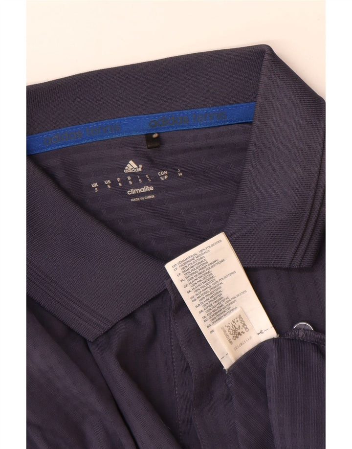 Camisa polo masculina Adidas Climalite pequena azul marinho poliéster