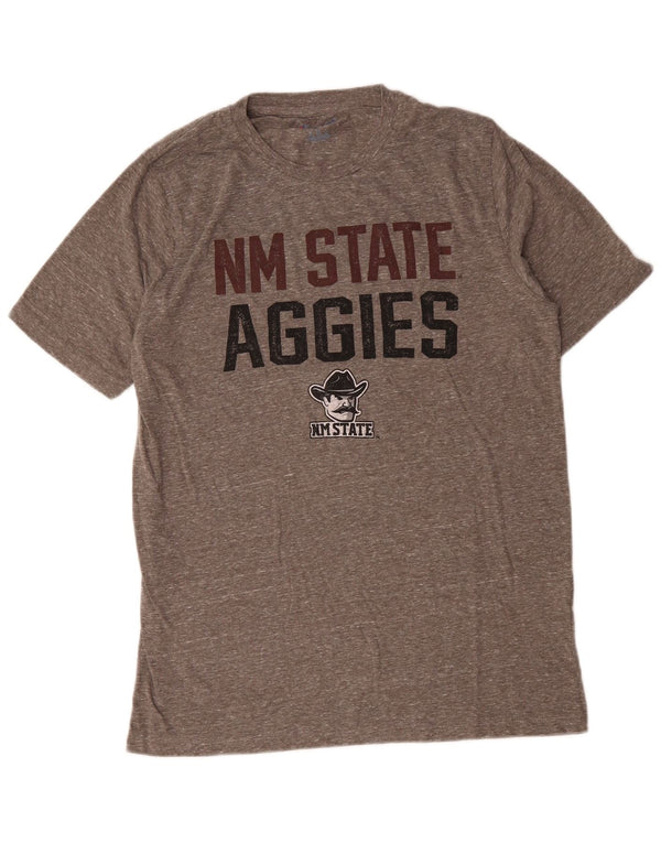 Camiseta masculina Champion NM State Aggies com estampa gráfica grande cinza manchada