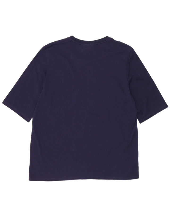 Camiseta feminina Lacoste tamanho superior 44 grande algodão azul marinho