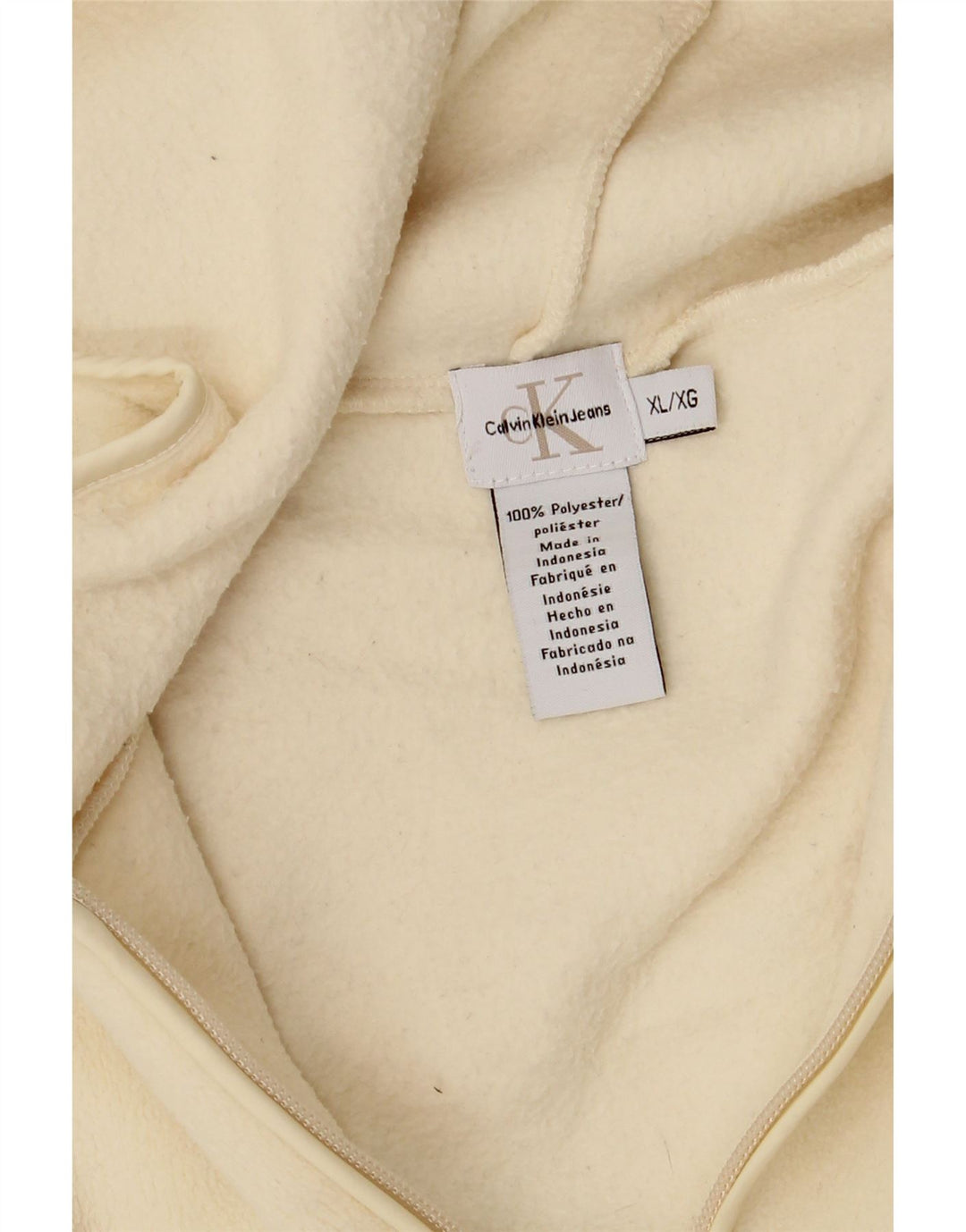 Jaqueta Calvin Klein Jeans Feminina de Lã com Capuz Reino Unido 18 XL Off White Poliéster