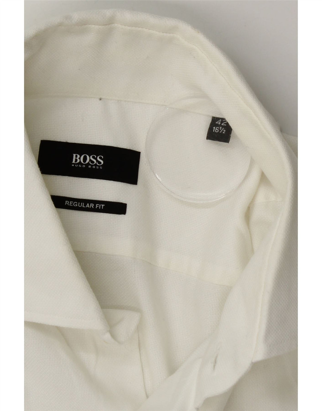 Camisa masculina de ajuste regular Hugo Boss tamanho 42 16 1/2 grande algodão branco