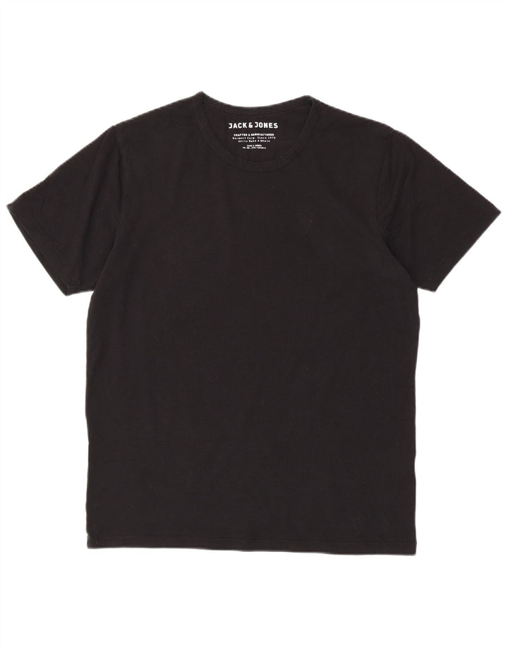 Camiseta masculina JACK & JONES de algodão preto médio