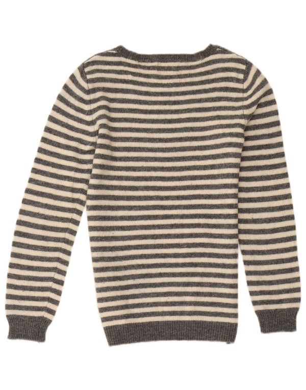Suéter feminino Kappa com gola canoa UK 4 XS lã listrada cinza