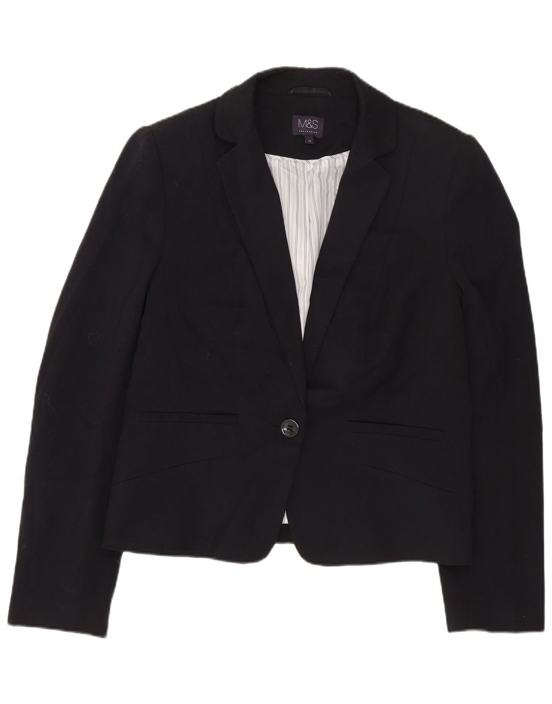 Jaqueta Blazer Feminina Marks & Spencer Crop 1 Botão Reino Unido 12 Médio Preto