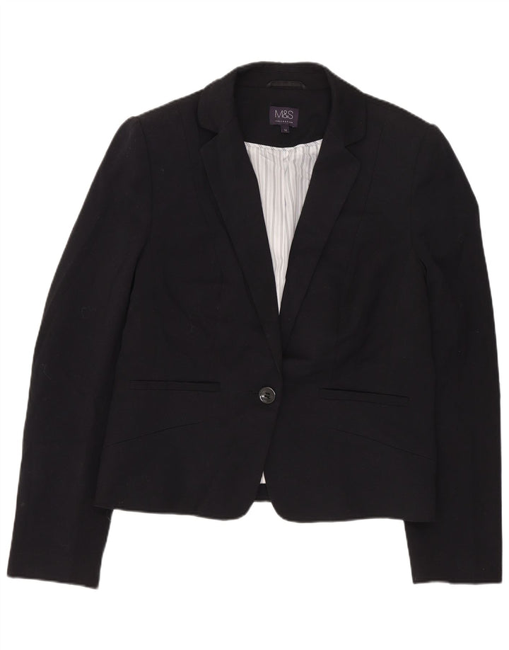 Jaqueta Blazer Feminina Marks & Spencer Crop 1 Botão Reino Unido 12 Médio Preto