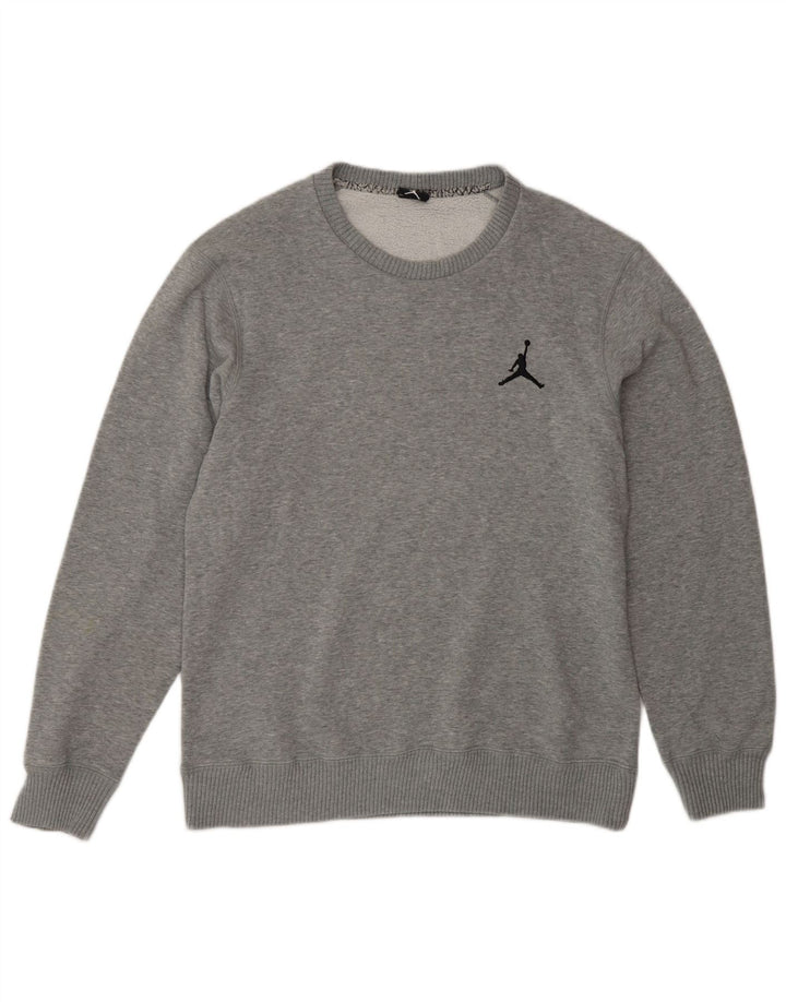 Jordan moletom masculino jumper médio cinza algodão manchado