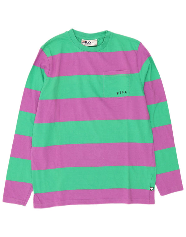 Fila Mens Top Manga Longa IT 44 XS Algodão Listrado Multicolorido
