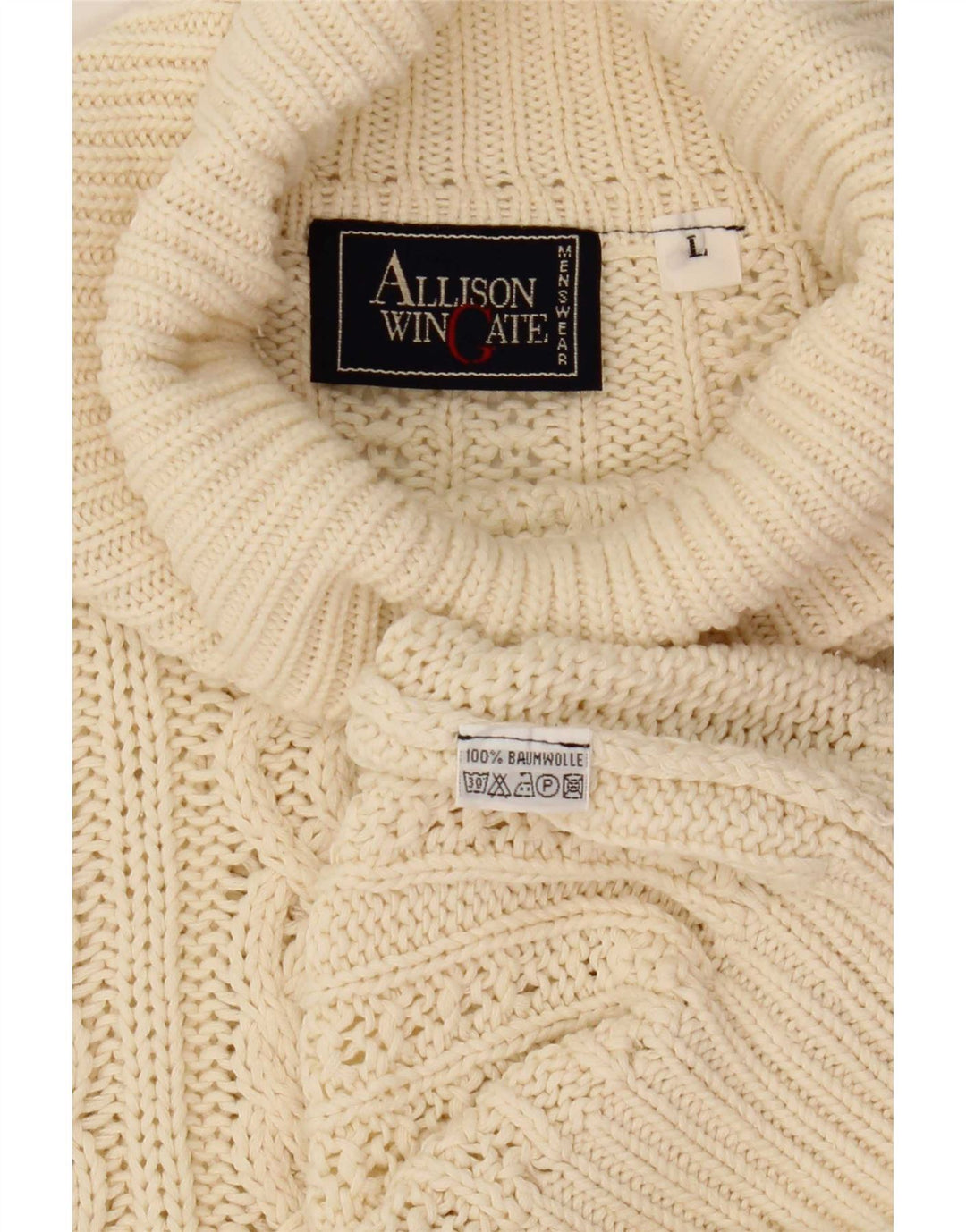 Suéter masculino Allison Wingate com gola redonda, grande algodão branco