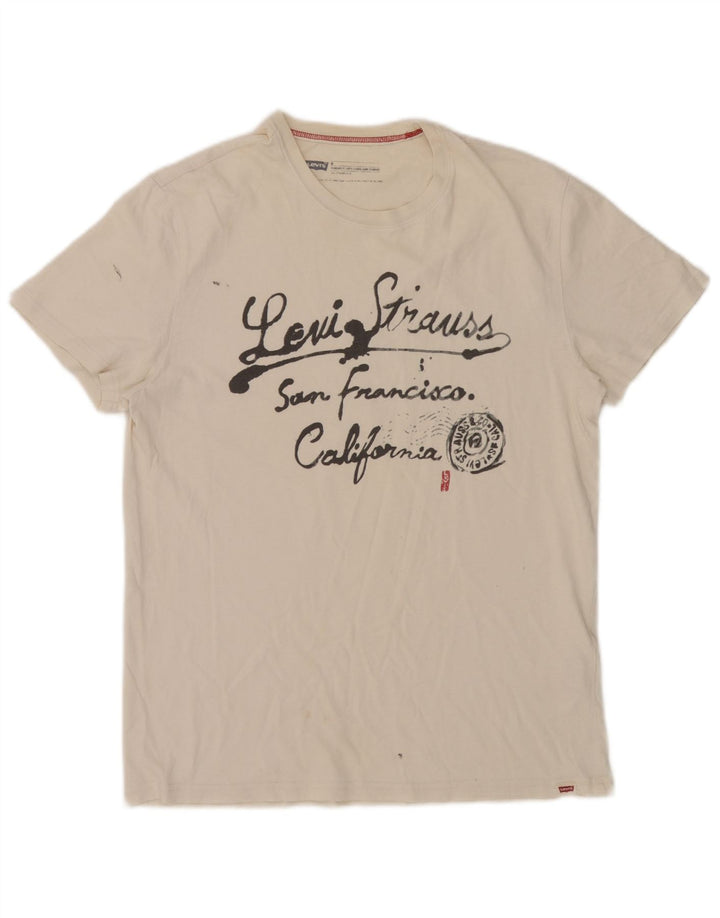 Camiseta masculina Levi's Standard Fit gráfica top médio algodão branco