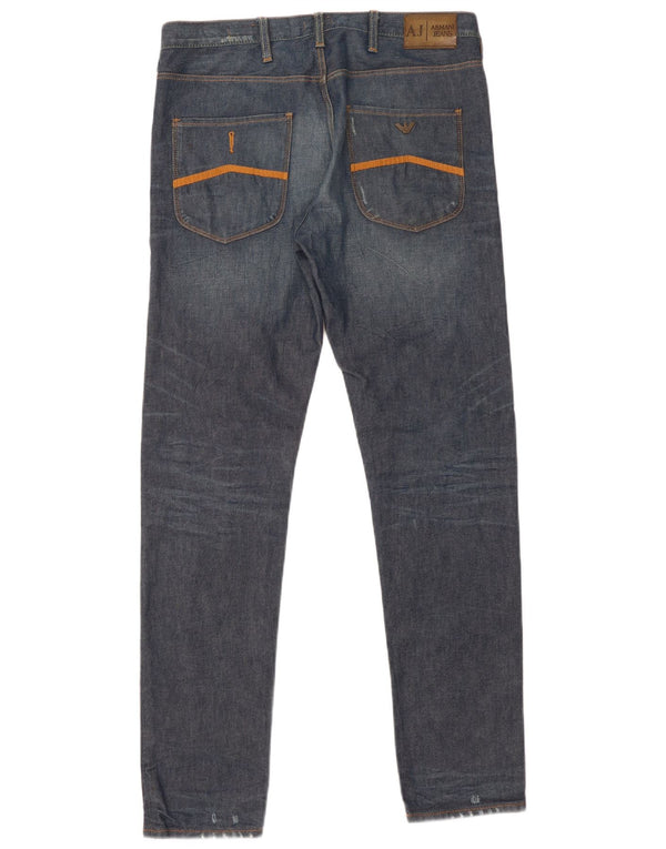 Armani Mens Skinny Jeans W33 L34 Azul Marinho Algodão