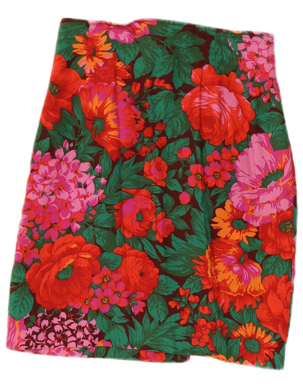 Saia lápis feminina Marella UK 12 médio W28 algodão floral multicolorido