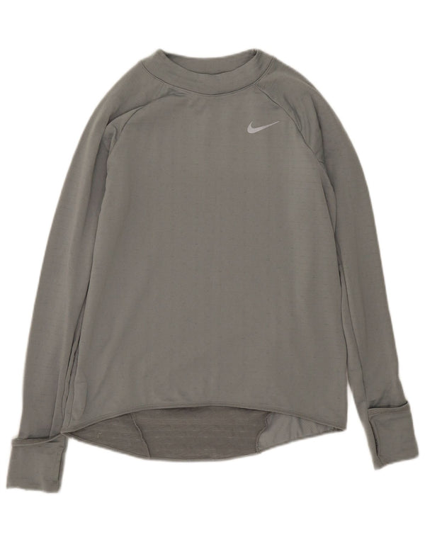 Nike Womens Top Manga Longa Reino Unido 10 Pequeno Poliéster Verde Riscas