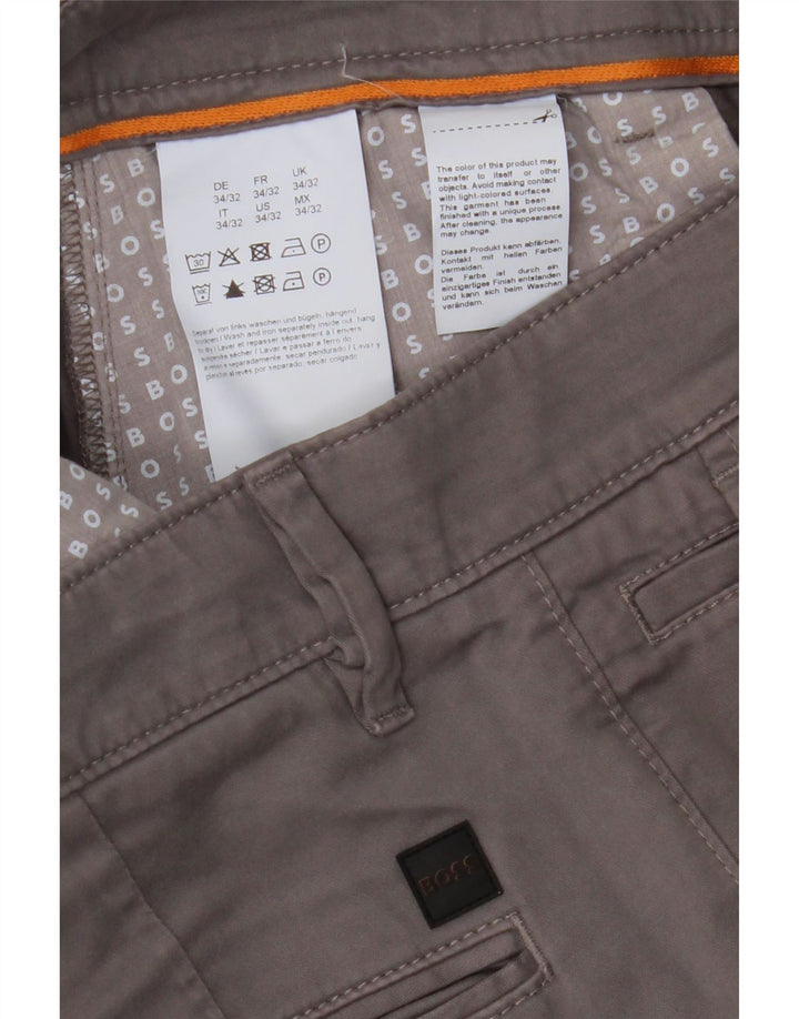 HUGO BOSS Mens Straight Chino Trousers W34 L28 Grey Vintage Hugo Boss and Second-Hand Hugo Boss from Messina Hembry 